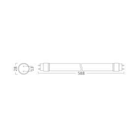 Cijev LED T8 9W 3000K 900lm 60cm IP20 staklena obostrano napajanje BRAYTRON BA52-00680