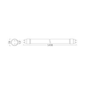 Cijev LED T8 24W 6500K 2440lm 150cm IP20 staklena obostrano napajanje BRAYTRON BA52-01583