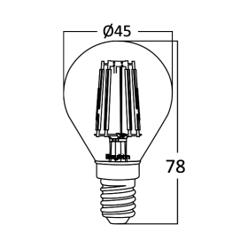 Žarulja LED 4W 2200K 360lm E14 P45 IP20 amber filament BRAYTRON BB37-00410
