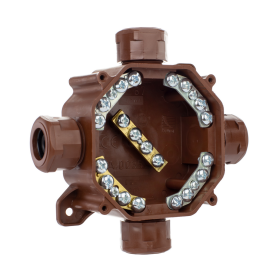 Kutija razvodna nadžbukna 75x75x33mm 4 uvoda PG16/5x4mm2 smeđa IP67 A.0035BR