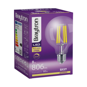Žarulja LED 8W 2700K 806lm E27 G95 CLR IP20 filament dimabilna BRAYTRON BA41-60820