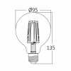 Žarulja LED 8W 2700K 806lm E27 G95 CLR IP20 filament dimabilna BRAYTRON BA41-60820