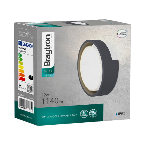 Zidna svjetiljka 12W 6500K 1140lm fi170 IP65 antracit WALLS BRAYTRON BG38-00732