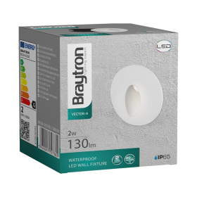 Zidna svjetiljka 2W 3000K 200lm fi48 IP65 okrugla bijela VECTOR BRAYTRON BG38-02200