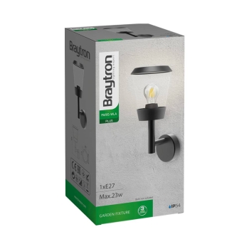 Zidna svjetiljka max 23W E27 209x175x406mm IP54 crna PARIS BRAYTRON BG43-03002