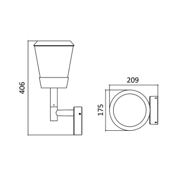 Zidna svjetiljka max 23W E27 209x175x406mm IP54 crna PARIS BRAYTRON BG43-03002