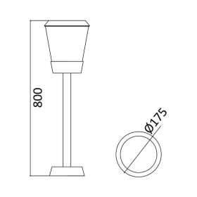 Podna svjetiljka max 23W E27 175x800xmm IP54 crna PARIS BRAYTRON BG43-03302