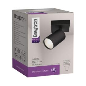 Kućište za GU10 žarulju max 35W fi55 IP20 okruglo crno BRAYTRON BH04-00811