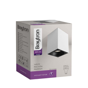 Kućište za GU10 žarulju max 35W 80x117x80mm IP20 pravokutno crno-bijelo BRAYTRON BH04-30110
