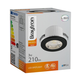 Stropna svjetiljka 3W 6500K 210lm 38D fi44 IP54 ugradbena okrugla SPOT crna BRAYTRON BH06-00231