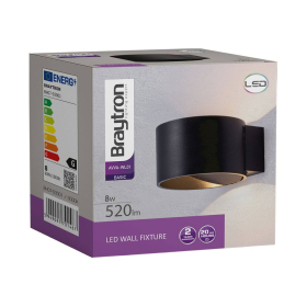 Zidna svjetiljka 8W 3000K 520lm 100x62x108mm IP20 crna BRAYTRON BH07-03001
