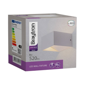 Zidna svjetiljka 8W 3000K 520lm 100x60x100mm IP20 kvadratna bijela AVVA BRAYTRON BH07-03100