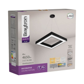 Visilica 45W 3/1 4650lm 600x600mm IP20 kvadratna crna BRAYTRON BH16-07281