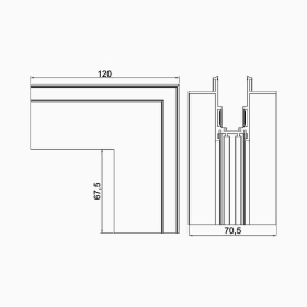 Šina za magnetsku rasvjetu 120x70,5x120mm crna kutna BRAYTRON BY41-10121