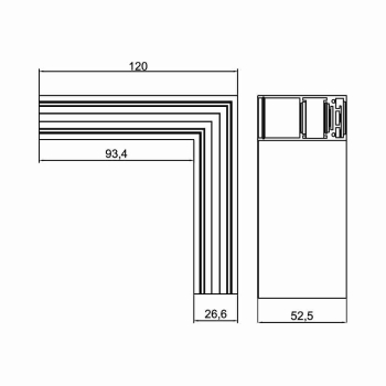 Šina za magnetsku rasvjetu 120x26,6x120mm crna kutna BRAYTRON BY41-10201