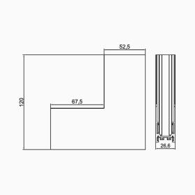 Šina za magnetsku rasvjetu 120x26,6x120mm crna kutna BRAYTRON BY41-10211