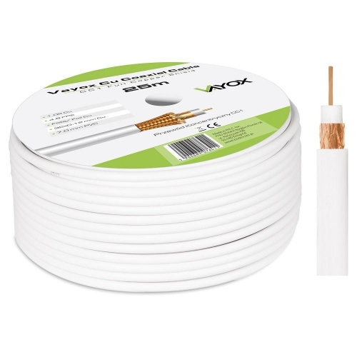 Kabel koaksijalni 1.02 Cu+32x0.12mm 25m bijeli CC1-25