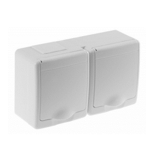 Utičnica schuko dvostruka OG 2x2P+Z IP44 bijela D.3113SBGG/1