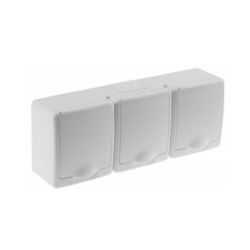 Utičnica schuko trostruka OG 2x2P+Z IP44 bijela D.3115SBGGG/1