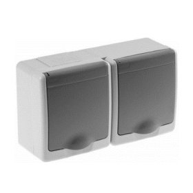 Utičnica schuko dvostruka OG 2x2P+Z IP44 siva D.3613SSGG/1