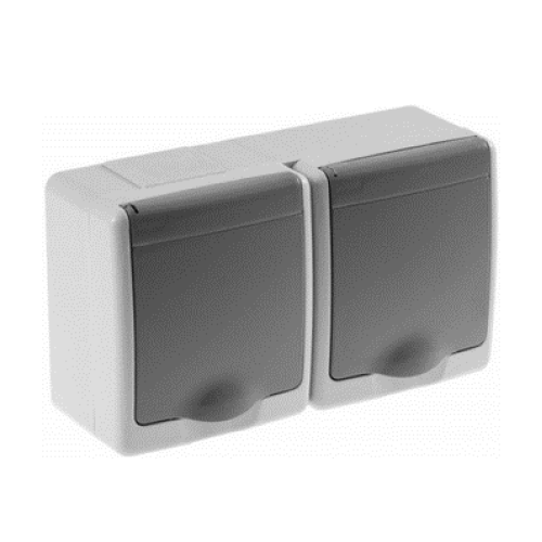 Utičnica schuko dvostruka OG 2x2P+Z IP44 siva D.3613SSGG/1