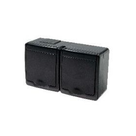 Utičnica schuko dvostruka OG 2x2P+Z IP44 crna D.3713SCGG/1