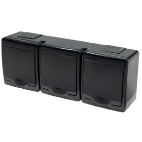 Utičnica schuko trostruka OG 2x2P+Z IP44 crna D.3715SCGGG/1