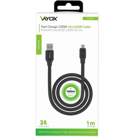 Kabel USB-micro USB 1m fast charge crni VA0107