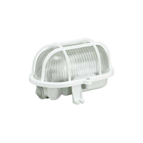 Zidna svjetiljka E27 OWAL100 202x109x135mm IP44 brodska bijela, polikarbonat sa plastičnom mrežom D.3155P