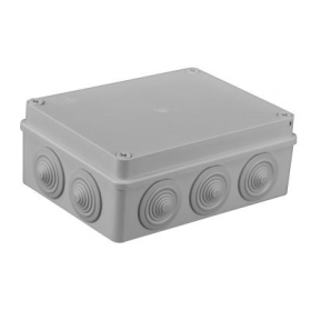Kutija razvodna nadžbukna 190x140x70mm 10 uvoda siva IP65 S-BOX 406