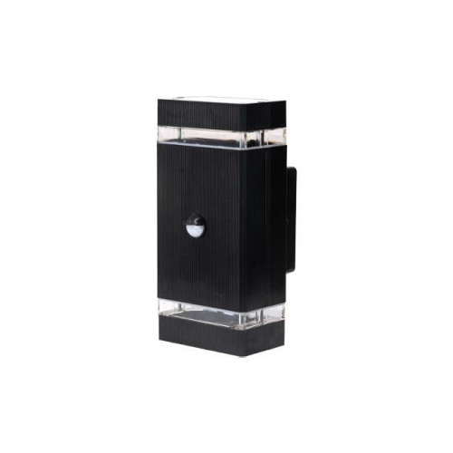 Kućište za 2xGU10 žarulju max 2x35W 230x110x105mm IP65 pravokutno crno sa PIR senzorom HANA 8525
