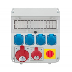 Razvodni gradilišni ormar 320, 1 x 32A / 5P, 1 x 16A / 5p, 4 x 250 V, switch Left/0/Right, smoky glass B.18.320-6W-S