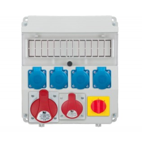 Razvodni gradilišni ormar 320, 1 x 32A / 5P, 1 x 16A / 5p, 4 x 250 V, switch Left/0/Right, smoky glass B.18.320-6W-S
