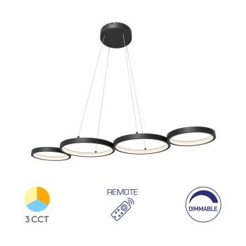 Visilica 60W 3CCT 6050lm 880mm IP20 crna dimabilna s daljinskim upravljačem BRAYTRON BH17-04191