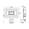 Reflektor LED 30W 6500K 2550lm IP54 sa PIR senzorom sivi BT60-43031