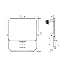 Reflektor LED 30W 3CCT 2850lm IP65 sa PIR senzorom bijeli BRAYTRON BT60-63080