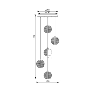 Visilica za 5xG9 žarulju max 5x10W fi5x110 IP20 okrugla zlatna BRAYTRON BV01-00012