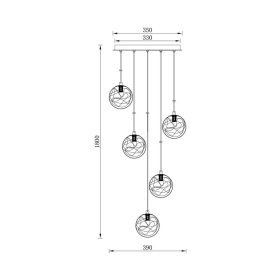 Visilica za 5xG9 žarulju max 5x10W fi390 IP20 okrugla zlatna BRAYTRON BV01-00023