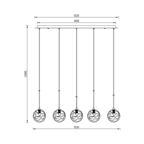 Visilica za 5xG9 žarulju max 5x10W 830mm IP20 okrugla zlatna BRAYTRON BV01-00024