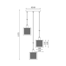Visilica za 3xE14 žarulju max 3x23W fi240mm IP20 crno-zlatna BRAYTRON BV01-00081