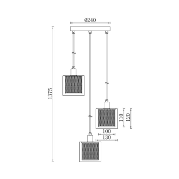 Visilica za 3xE14 žarulju max 3x23W fi240mm IP20 crno-zlatna BRAYTRON BV01-00081