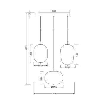 Visilica za 3xE14 žarulju max 3x23W fi460mm IP20 opal BRAYTRON BV01-00106