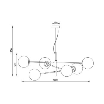 Visilica za 6xG9 žarulju max 6x10W 1000mm IP20 zlatna BRAYTRON BV01-00111