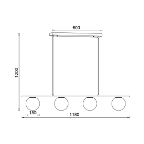 Visilica za 4xG9 žarulju max 4x10W 1180mm IP20 crna BRAYTRON BV01-00115