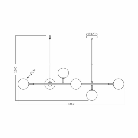 Visilica za 6xG9 žarulju max 6x10W 1250mm IP20 crna BRAYTRON BV01-00121