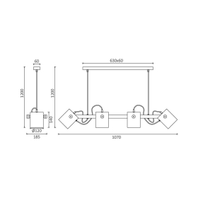 Visilica za 4xE27 žarulju max 4x23W 1070mm IP20 crna BRAYTRON BV02-00010