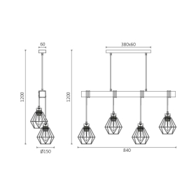 Visilica za 4xE27 žarulju max 4x23W 840mm IP20 BRAYTRON BV02-00020