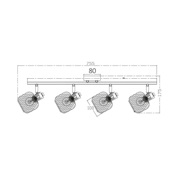 Visilica za 4xE14 žarulju max 4x23W 755mm IP20 crna-drvo BRAYTRON BV03-00013