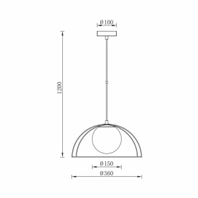 Visilica za E27 žarulju max 23W fi360mm IP20 crna BRAYTRON BV03-00041