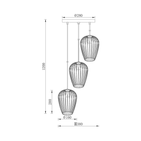Visilica za 3xE27 žarulju max 3x23W fi380mm IP20 crna BRAYTRON BV03-00051